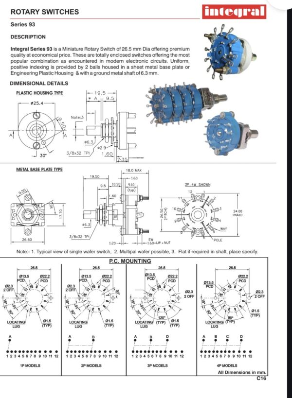 ROTARY SWITCH SERIES 93 INTEGRAL